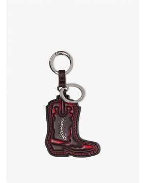 Ganni Western Boot Keyring - White