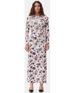 Ganni Floral Printed Dress - White