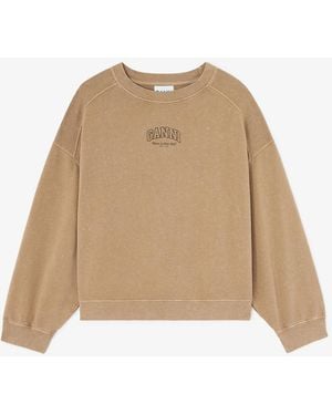 Ganni Essentials Crewneck With Washed Effect - Natural