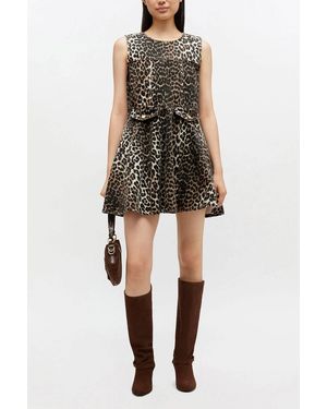 Ganni Leopard Denim Mini Dress - Multicolour