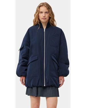 Ganni Oversized Multiple-Pocket Bomber Jacket - Blue