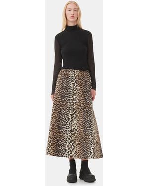 Ganni Leopard Printed Elasticated Maxi Skirt - Multicolor