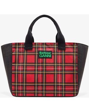 Ganni X Barbour Tartan Tote - Red