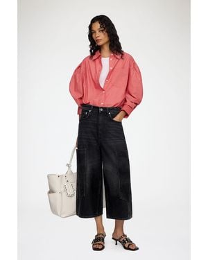 Ganni Cropped Cargo Jeans - Red