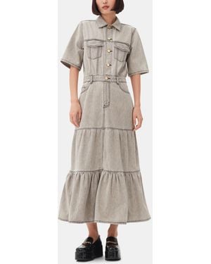 Ganni Future Long Denim Dress - Natural