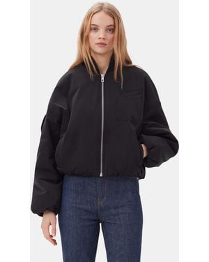 Ganni Twill Oversized Short Bomber Jacket - Blue