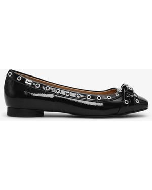 Ganni Eyelet Bow Ballerinas - Black