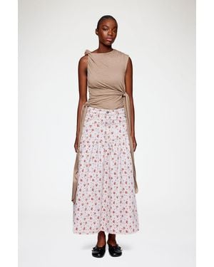 Ganni Jupe En Denim Imprimé Coton Biologique - Blanc