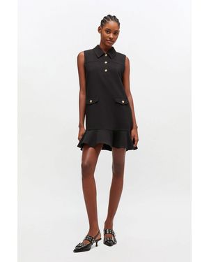 Ganni Twill Suiting Mini Dress - Black