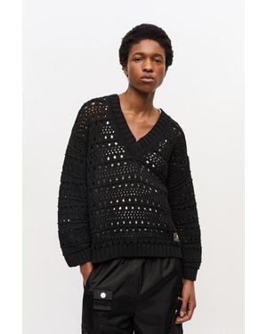Ganni Openwork Crochet Sweater - Black