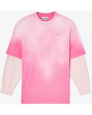 Ganni Washed Jersey Long-Sleeve T-Shirt - Pink