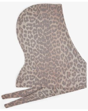 Ganni Printed Wool Knit Balaclava - Brown