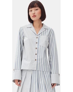 Ganni Stripe Cotton Shirt - White