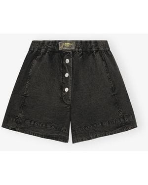 Ganni Washed Cotton Shorts - Black