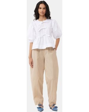 Ganni Elasticated Curve Pants - Natural