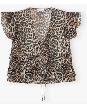Ganni Chiffon Ruffle Blouse - Multicolor