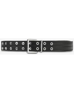 Ganni Double Eyelet Belt - White