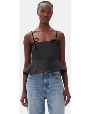Ganni Duchesse Satin Top - Blue