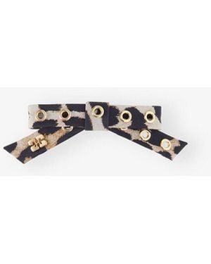 Ganni Leopard Eyelet Bow Barrette - Multicolour