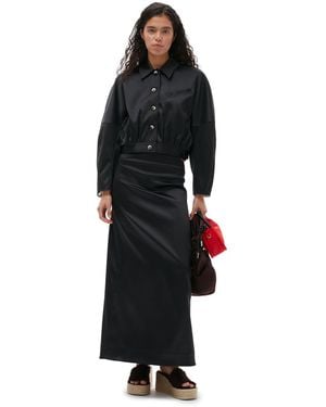 Ganni Double Satin Maxi Skirt - Black