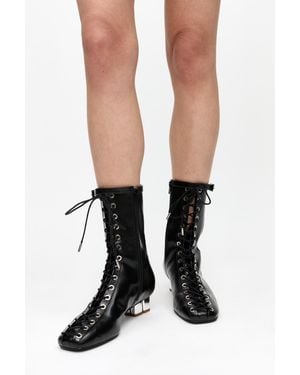Ganni Schwarze Schnürstiefeletten Aus Oleatex Mit Ösen
