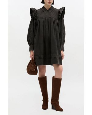 Ganni Washed Mini Shirt Dress - Black