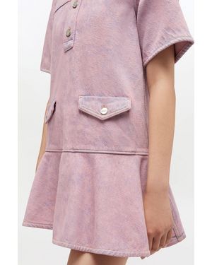 Ganni Washed Denim Dress - Pink