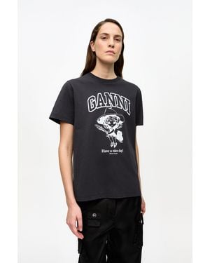 Ganni Basic Cotton Witch Relaxed T-Shirt - Black