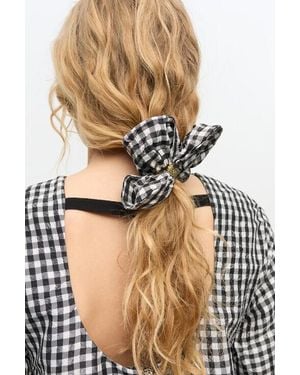 Ganni Check Scrunchie - Brown