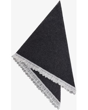 Ganni Wollschal Mit Spitze - Schwarz