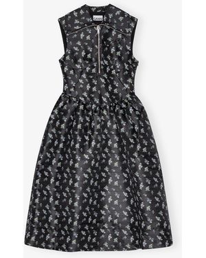 ganni shiny check jacquard midi dress GANNI Shiny Check Jacquard Midi Dress