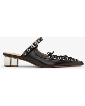 Ganni Lace-Up Mules - Black
