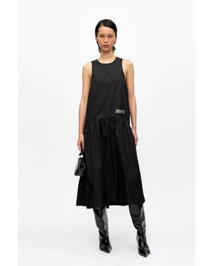 Ganni Duchesse Nylon Midi Dress - Black