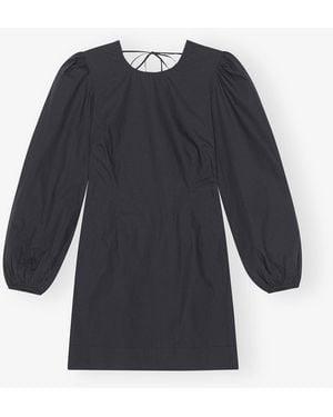 Ganni Cotton Poplin Open Back Mini Dress - Black