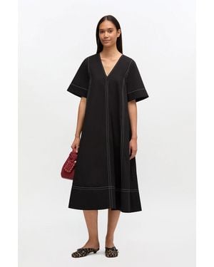 Ganni Cotton A-Line Dress - Black