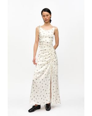 Ganni Satin Gathered Dress - Natural