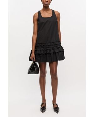 Ganni Cotton Poplin Mini Dress - Black