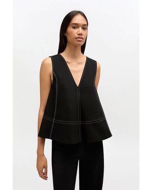 Ganni Cotton A-Line Top - Black