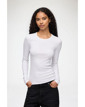 Ganni Rib Long-Sleeve Top - White