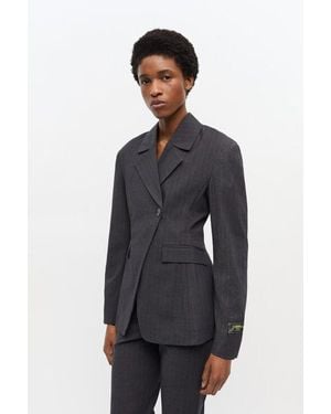 Ganni Pinstripe Blazer Jacket - Blue