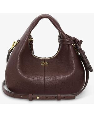 Ganni Braune Mini-Hobo-Tasche
