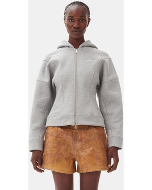 Ganni Fleece Zip Hoodie - Grey