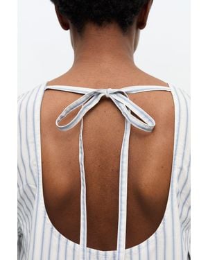 Ganni Striped Organic Cotton Mini Dress - White