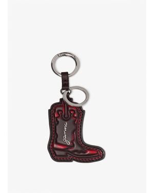 Ganni Western Boot Keyring - White