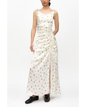 Ganni Satin Gathered Dress - Natural