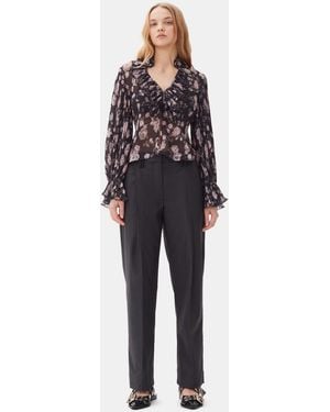 Ganni Dark Stripe Suiting Pants - Blue
