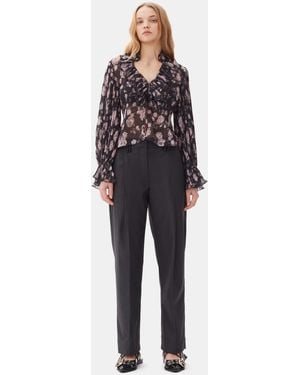Ganni Dark Stripe Suiting Pants - Blue