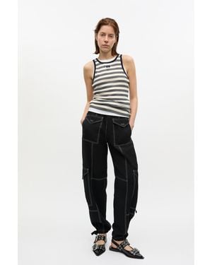 Ganni Light Slub Pocket Pants - Black