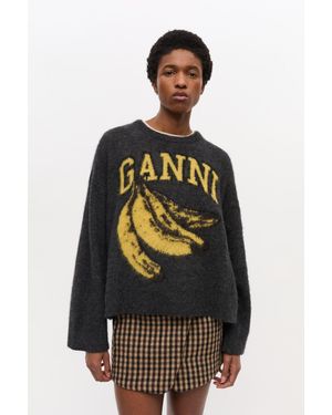 Ganni Banana Graphic Jumper Alpaca/Polyamide/Wool - Multicolour