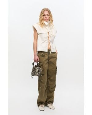 Ganni Washed Twill Pants - White